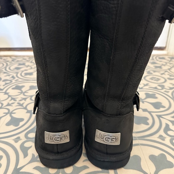 UGG Black Leather Boots with Silver Accents - Picture 2 of 3